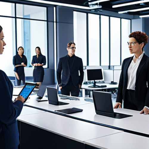 **

> A futuristic office setting. An AI Setter stands confidently, overseeing a diverse team working on AI-powered solutions for customer service automation, supply chain optimization, and new product development. The scene should convey innovation, efficiency, and collaboration.

**