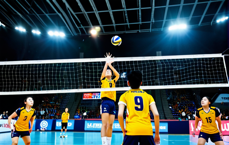 V-League Action**

"Dynamic shot of a V-League volleyball match. A young, rising star attacker, fully clothed in team uniform, spikes the ball powerfully over the net. A veteran player attempts a block with intense focus. Background: energetic crowd, stadium lights, vibrant team colors. Perfect anatomy, correct proportions, action shot, professional sports photography, safe for work, appropriate attire, family-friendly."

**