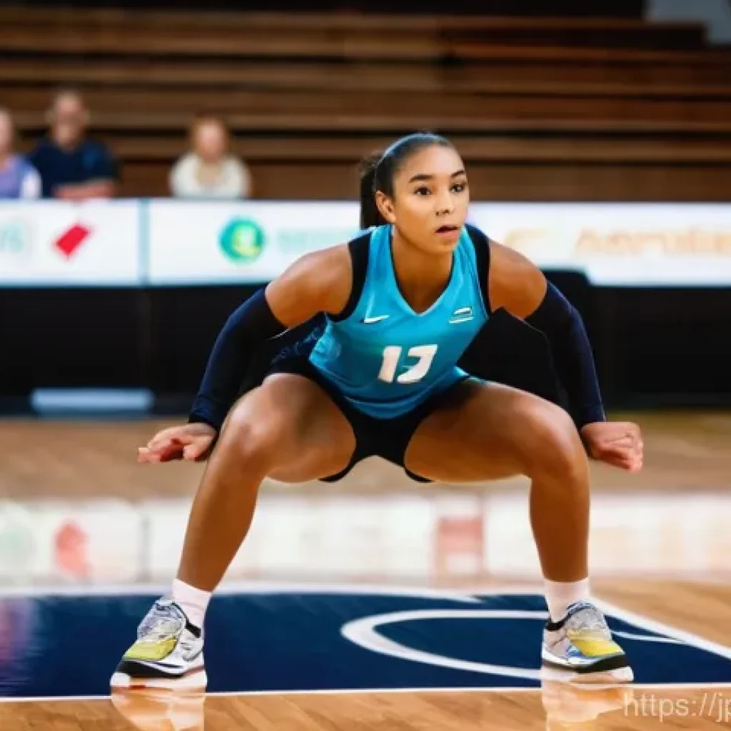 배구 경기 중 부상 예방 - **Dynamic Volleyball Warm-up:**
    A vibrant, medium shot of a female volleyball player, in her lat...