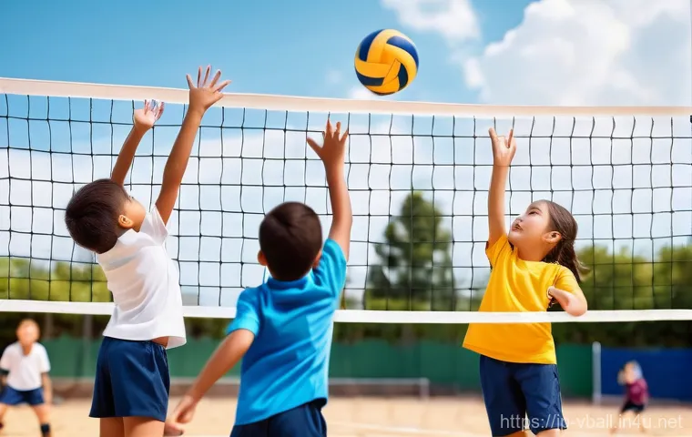 배구 네트 높이와 조정법 - 43 meters. He is wearing a standard volleyball uniform (jersey and shorts). On an adjacent court, a ... 배구 네트 높이와 조정법 - 43 meters. He is wearing a standard volleyball uniform (jersey and shorts). On an adjacent court, a ...