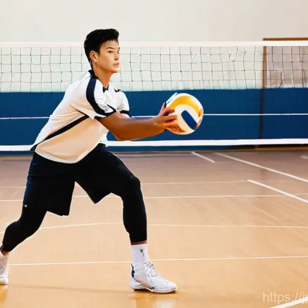 배구 훈련 시 가장 흔한 실수 - **Prompt 1: Dynamic Low Stance and Footwork**
    An athletic male volleyball player, aged around 19...