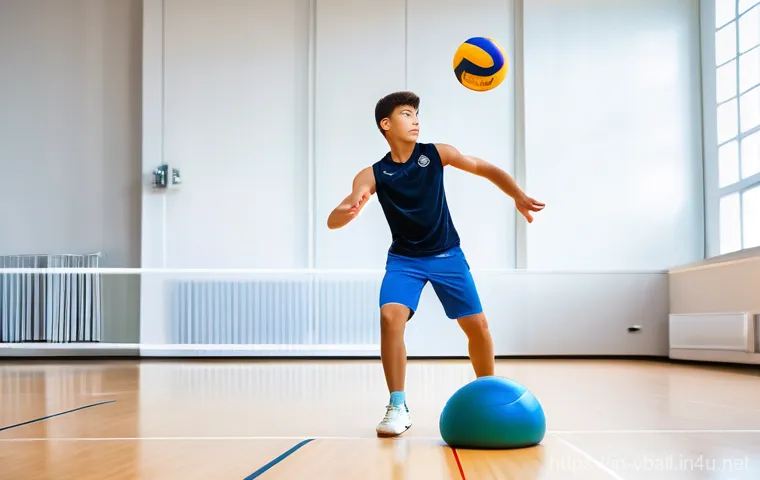 배구 트레이닝을 위한 홈 장비 - **Indoor Volleyball Pass Practice with Rebound Net**
    "A determined young female volleyball playe...