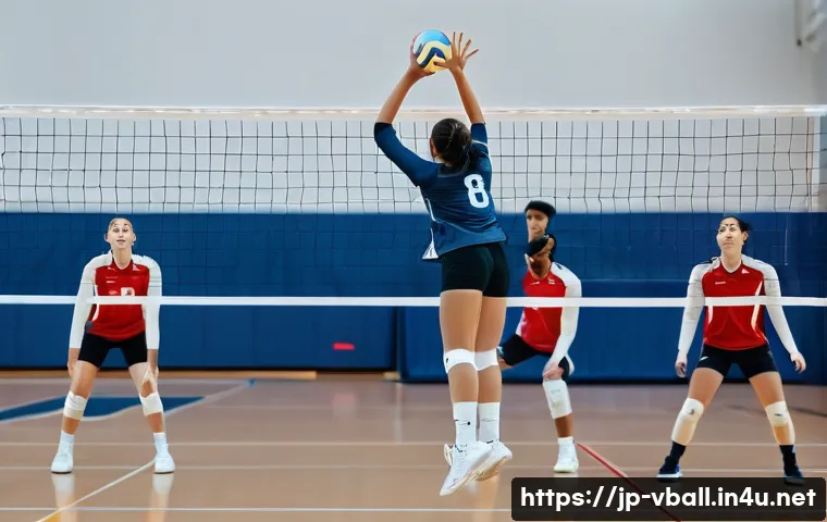 배구 훈련 비디오 분석 도구 - A detailed scene of a volleyball player practicing indoors, wearing appropriate sportswear including...