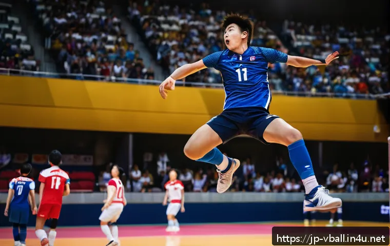 배구 국제 대회 일정 - A dynamic volleyball scene featuring a young Japanese outside hitter named Taro Yamada, wearing a mo...
