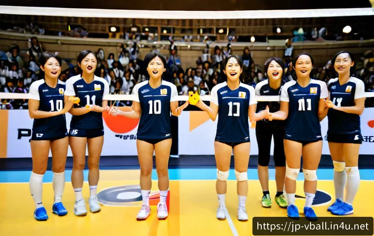 배구 대회의 역사적 순간 - Photorealistic historic indoor volleyball championship moment, a diverse women’s team in modest prof...